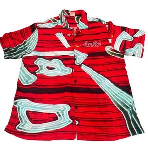 Graphic Short Sleeve Button Up Shirt Mens Small Red Coca-Cola Pacsun
